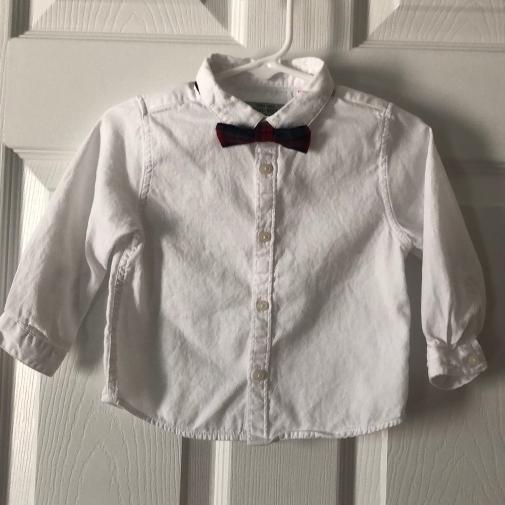 9-12m Zara white shirt with bow tie